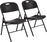 Sturdy 2-PACK Foldable Plastic Chairs, 350 Lbs Capacity, Portable Black Design New. Price: $136.99.