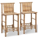 Vidaxl Bamboo Bar Stools With Backs Set Of 2, 17.7" 20.9" 40.2" Brown New. Price: $207.99.