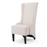 Benjara Becca Dining Chair- Beige Fabric- High Wingback- Tapered Black Legs New. Price: $331.99.
