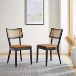 Modway Vegan Leather Upholstered Wood Dining Chairs - Set Of 2 New. Price: $266.89.
