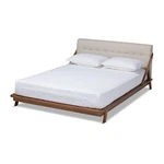 Baxton Studio Sante Mid-century Wood And Fabric Queen Platform Bed Light Beige New. Price: $603.20.