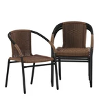 Stackable Dining Chairs Set 4 Rattan Brown Indoor Outdoor Bistro Flash Lila New. Price: $259.99.