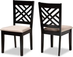 Baxton Studio Fallon Dining Chair Set Sand Espresso Brown Wood 2PC Open. Price: $124.00.