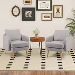 Modern Grey Sherpa Fabric Upholstered Accent Chair With Wooden Legs New. Price: $263.63.