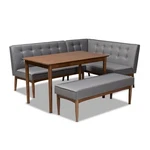 Baxton Studio Arvid Modern Tufted Fabric 4-PIECE Wood Dining Nook Set Gray New. Price: $1180.99.