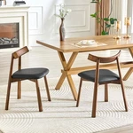 2 Walnut Solid Wood Dining Chairs, Black Pu Cushion, Curved Backrest For Home New. Price: $158.23.