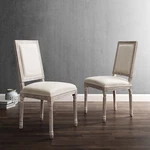 Modway Court French Vintage Upholstered Fabric Two Dining Chairs Beige New. Price: $186.45.