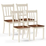 Costway Set Of 4 Wood Dining Chair High Back Room Side Ivory White New. Price: $269.99.