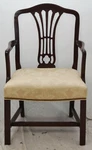 Hancock & Moore Chippendale Style Mahogany Arm Chair Nailhead Trim Silk Damask Used. Price: $699.00.