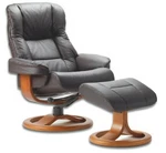 Fjords Loen Large Recliner Comfort Chair - Havana Leather Cherry Wood Stain New. Price: $1695.00.