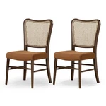 Maven Lane Vera Wood Dining Chair, Antique Brown & Clay Canvas Fabric, 2PC(USED). Price: $95.68.