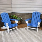 Hdpe Adirondack Chair With Drink Holder - Blue/white Set Of 2 By Sunnydaze New. Price: $248.67.