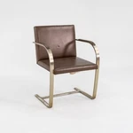 1960S Mies Van Der Rohe For Knoll Flat Bar Brno Chair In Brown Leather & Bronze Used. Price: $1600.00.