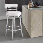 Armen Living Madrid 26" White Faux Leather Swivel Counter Stool New. Price: $379.91.