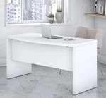 Bush Business Furniture Echo 60"W Bow-front Laminate Computer Desk, Matte White Used. Price: $250.00.