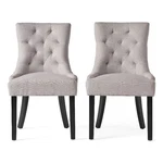 Benjara Chen Dining Chair Set Of 2- Light Gray Fabric- Tufted Back- Wood Frame New. Price: $325.75.