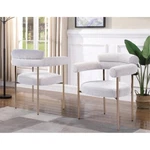 Cream Boucle Upholstered Dining Chair (set Of 4) With Armrest, Brushed Gold Trim New. Price: $825.00.
