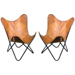 96HS Pair Genuine Leather Butterfly Chair Folding Modern Sling Accent Seat New. Price: $269.99.