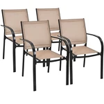 Patiojoy 4PCS Dining Chairs Stackable With Armrests Garden Deck Brown New. Price: $125.99.
