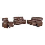 Pemberly 3-PIECE Faux Leather Power Reclining Sofa Set Saddle Brown New. Price: $2787.92.
