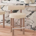 Tov Carmel 26 1/2" Modern Cream Boucle Fabric Counter Stool New. Price: $359.10.