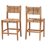 Bali & Pari Prita Paper Loom And Natural Mahogany Wood 2-PIECE Counter Stool Set New. Price: $414.46.