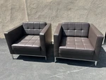 Custom Keilhauer Tufted Tuxedo 59711 Grade Leather Chrome Base Lounge Chairs New. Price: $14999.00.