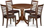 5-PIECE Mahogany Dining Set With Round Table & 4 Faux Leather Chairs New. Price: $733.99.