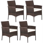 Costway Set 4 Patio Rattan Arm Dining Chair Cushioned Sofa Furniture Brown New. Price: $209.99.