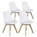 Olixis Set Of 4 Dining Kitchen Mid-century Modern Chairs With Wood Legs And Pu New. Price: $349.99.