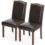 Dining Chairs Set Of 2 Pu Leather Nailhead Trim Wood Legs Brown Dumos Room Side New. Price: $154.99.