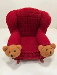Quilt Pattern Upholstered Rocking Chair W Teddy Bear Arms Holiday Or Gift Used. Price: $12.00.