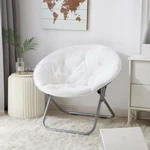 Mainstays Faux Fur Saucer Chair, White - Wm New. Price: $50.00.