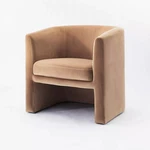 Vernon Upholstered Barrel Accent Chair Cushioned Seat Light Brown Velvet Used. Price: $200.00.
