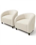 Accent Set Of 2 Boucle Barrel Round Armchairs Beige Garveehome Living Room New. Price: $369.99.