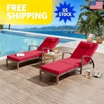 Idealhouse Wicker Chaise Chairs Set Of 2, Pe Rattan Patio Pool Loungers New. Price: $406.92.
