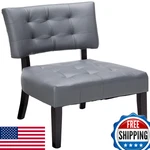 Roundhill Furniture Blended Leather Tufted Accent Chair Oversized Seating Gray New. Price: $183.51.