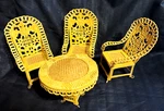 Wicker Chairs Round Table Doll House Garden Miniature Furniture China 1930-40S Used. Price: $147.99.