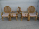 Bamboo 4 Chairs Curly Arms Regency Rattan Island West Indies Peacock Four Dining Used. Price: $450.00.