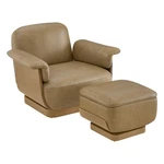 Chita Genuine Leather Swivel Accent Chair W/ Storage Ottoman,lounge Seat New. Price: $599.99.