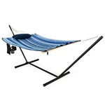 Costway Hammock Chair Stand Set Cotton Swing W/ Pillow Cup Holder Indoor Outdoor New. Price: $79.99.