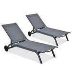 Goplus Outdoor 2PCS Lounge Chair Chaise Recliner Aluminum Fabric Adjustable Gray New. Price: $155.99.