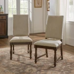 Traditional Classic Brown Dinng Chair Set Of 2 Beige Fabric Upholstered Nailhe New. Price: $480.72.