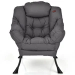 Costway Modern Single Sofa Chair Polyester Fabric Lazy W/side Pocket Grey New. Price: $89.99.