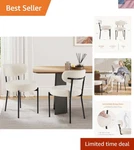 Set Of 2 Boucle Fabric Kitchen Dining Chair New. Price: $90.94.