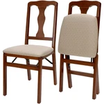 Stakmore Queen Anne Wooden Folding Chair With Padded Seat, Cherry, Set Of 2. Price: $160.99.