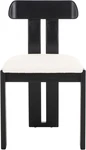 Mid-century Modern Cream & Black Solid Wood Dining Chair With Boucle Seat New. Price: $207.99.