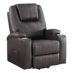 Benjara Evans 37" Recliner Chair- Power Lift- 2 Cupholders- Brown Faux Leather New. Price: $771.99.