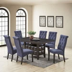 Lemont 7-PIECE Dining Set, Rectangle Table & 6 Parson Chairs, Black/blue New. Price: $999.99.