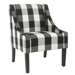 Benzara Fabric Upholstered Wooden Accent Chair With Buffalo Plaid Pattern, Black New. Price: $299.44.